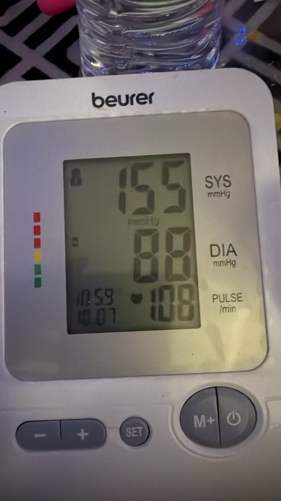 Blood pressure reading of 155/88 the afternoon after prayer